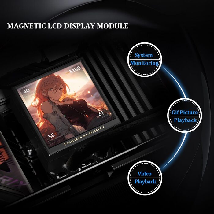 Система рідинного охолодження процесора TR Peerless Vision 360 ARGB Black, 3 PWM вентилятори, LCD-дисплей 3.95