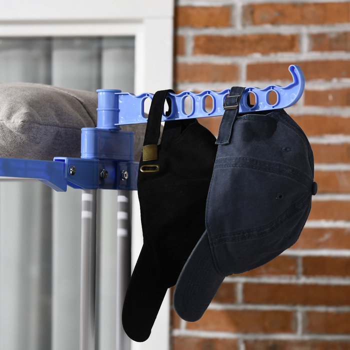 HOMCOM Clothes Dryer Rotary Clothes Airer 73 x 64 x 177cm Extendable with Wheels 4 Levels for Indoor and Outdoor Use Steel Blue