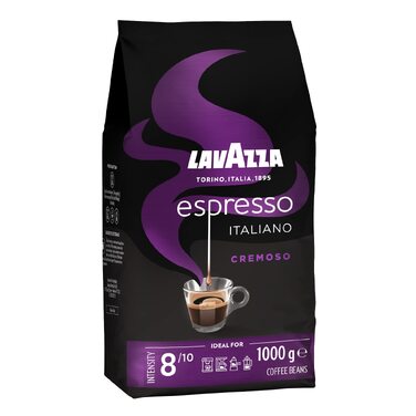 Кава в зернах Lavazza Espresso Italiano Cremoso, Арабіка та Робуста, середній обсмаження, нотки какао та спецій, 1 кг