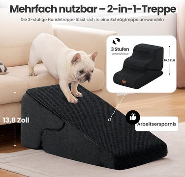 Сходинка для собак Gardner Pet - 3 сходинки, 35/42 см, з водонепроникним покриттям, для ліжка, дивану, крісла