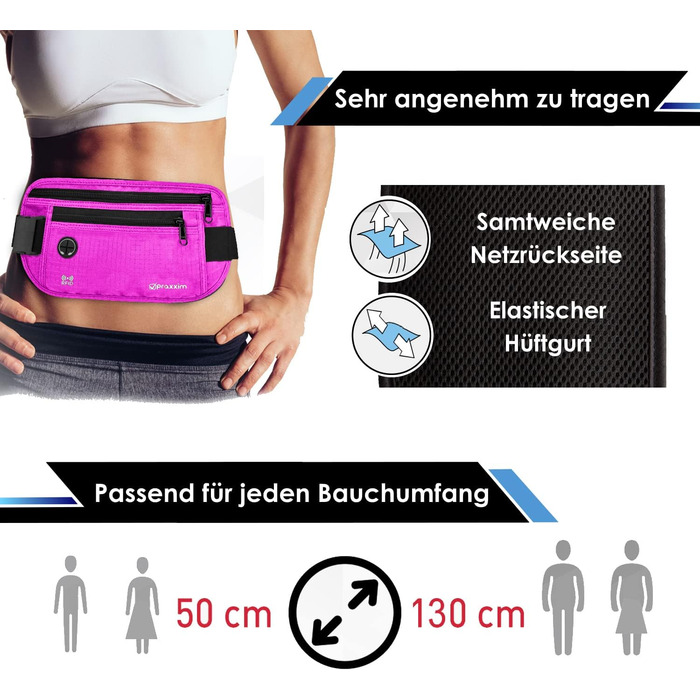 Чоловіча та жіноча бананка - плоска бананка для телефону до 7 дюймів - поясна сумка для спорту, подорожей та бігу (Рожева)