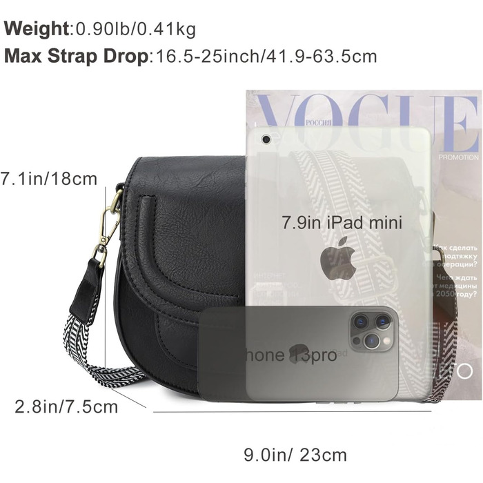 Сумка жіноча AFKOMST через плече, чорна, зі шкірозамінника PU, з регульованим знімним ремінцем