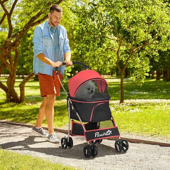 PawHut: Трюковий візок для собак та котів 2-в-1, червоний