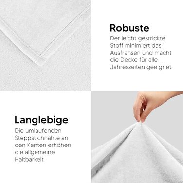 Плед Utopia Bedding: теплий та м'який флісовий плед 200x150 см для ліжка, дивана та крісла (білий)