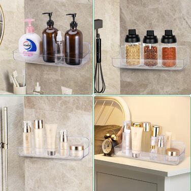 Поличка для душу на присоску без свердління, сіра, органайзер для ванної кімнати, полиця для ванної кімнати без свердління, 20 кг, полиця для кухні та ванної кімнати (подовжена версія)