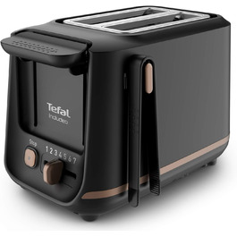 Тостер Tefal з 2 слотами, магнітними затискачами, 7 режимами підсмажування, великі кнопки, знімний піддон для крихт, функція підйому, чорний