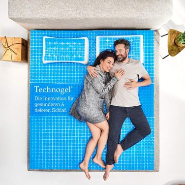 Ортопедична подушка для шиї Technogel Deluxe, гелева, безпечна, сертифікована, для спини та бокового сну, з наволочкою 66x40x14 см