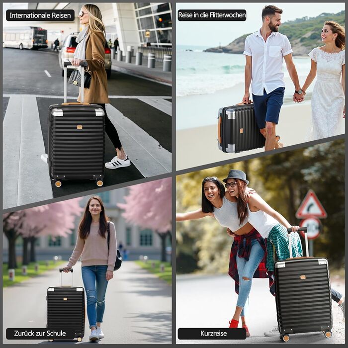 Набір валіз Joyway 3 шт. з жорстким корпусом, легкий, PP, TSA замок, 4 колеса, рожеве золото, 20'+24'+28'