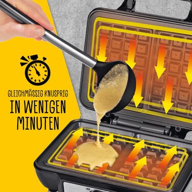 Gourmetmaxx Belgian Waffle Maker - 1000W - Non-Stick - Even Heat Distribution - 2 Waffle Plates