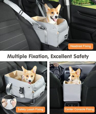 Крісло-ліжко для собак Pawaboo: зручне автокрісло для маленьких собак до 11 кг, сіре та бежеве