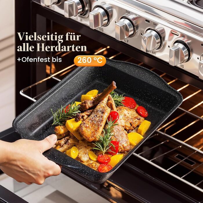 Набір посуду Kitchen Academy (17 предметів): каструлі та сковорідки з гранітним антипригарним покриттям для індукційних плит, чорний