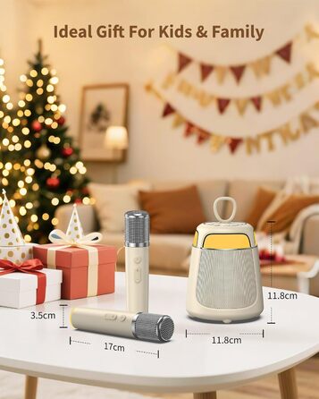 Караоке машина з 2 мікрофонами, Bluetooth, LED-підсвітка, 5 ефектів голосу, для дітей та сім'ї