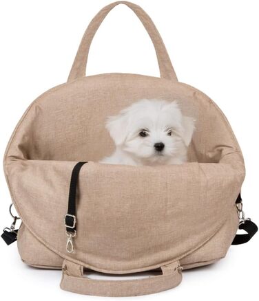 Чохол-переноска для собак та котів Petsen 3в1 – автокрісло, переноска, сумка – ручної роботи в ЄС – миється, з подушкою (Бежевий)