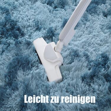 QUINZI М'який килим 160x230 см, високий ворс, сучасний, пухнастий, для спальні, вітальні, дитячої кімнати, з бахромою, нековзний, блакитний