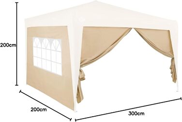 Deuba® 2-Piece Side Walls, 3x2 m each, Water-Repellent, Side Windows, Zipper, Tie-Down Straps, Gazebo, Folding Gazebo, Garden Tent, Party Tent, 6x3m (Beige)