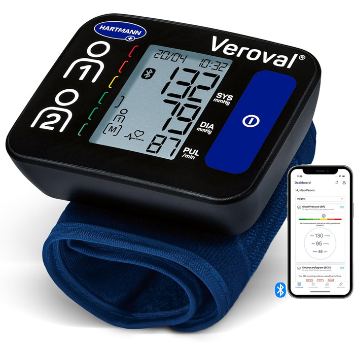Тонометр Veroval Compact + на плечі, BPU 26: виявлення фібриляції передсердь (AFib), передача даних у додаток, Bluetooth