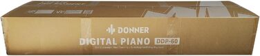 Donner DDP-60 - Цифрове піаніно з 88 клавішами для початківців, електроклавішне піаніно з динамічною клавіатурою, 128 тембрів, 83 ритми, 8 ефектів реверберації, 5 рівнів гучності, Auto Chord