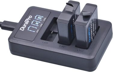 Акумулятор DuraPro 3 шт. 1600mAh для GoPro Hero 5/6/7 + Швидка зарядка LED 3 слоти USB Type-C