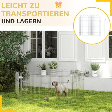 Клітка-загон для цуценят PawHut 8-секційний, срібна, 63 x 60 см