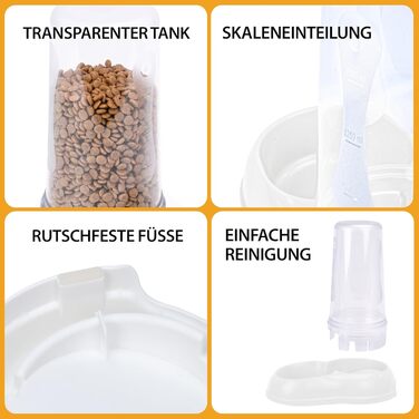 Автоматичний диспенсер для корму та води Ferplast AZIMUT 5500 для великих собак, 5,5 л, білий, з антиковзким дном