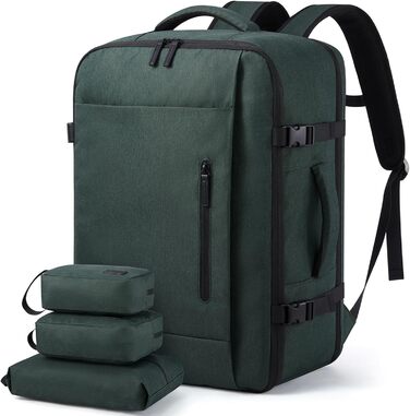 LOVEVOOK Рюкзак для ручної поклажі, 40L, валіза-рюкзак, для подорожей, з відділенням для ноутбука 17.3 дюймів, чоловічий/жіночий, темно-зелений