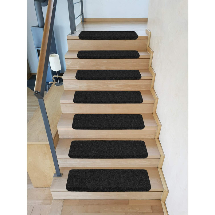 Ramon Rectangular Rubber Stair Treads - Anthracite - No Plastic Corners | Kettelservice-Metzker