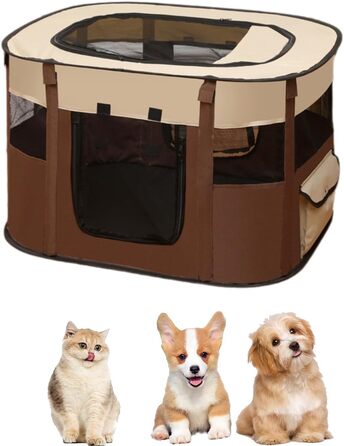 Клітка-манеж для тварин Welpenlaufstall, 70x55x40 см. Підходить для собак, кроликів, котів та морських свинок. Водонепроникний, коричневий.