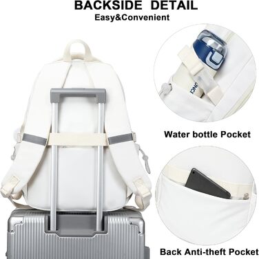 Шкільний рюкзак для підлітків, дівчаток, 3-в-1: рюкзак, ланчбокс, пенал, бежевий (15.6