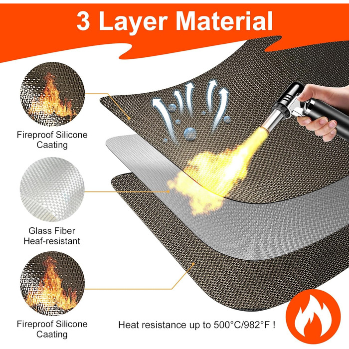 Термостійкий килимок | Силіконовий килимок для захисту від вогню | Килимок під фритюрницю | Килимок під кавоварку | Нековзний, вологостійкий (Коричневий, 40 x 60 см)