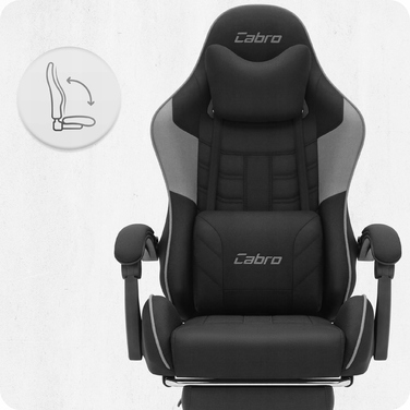Ігрове крісло Cabro C501, чорно-сіре, тканина
