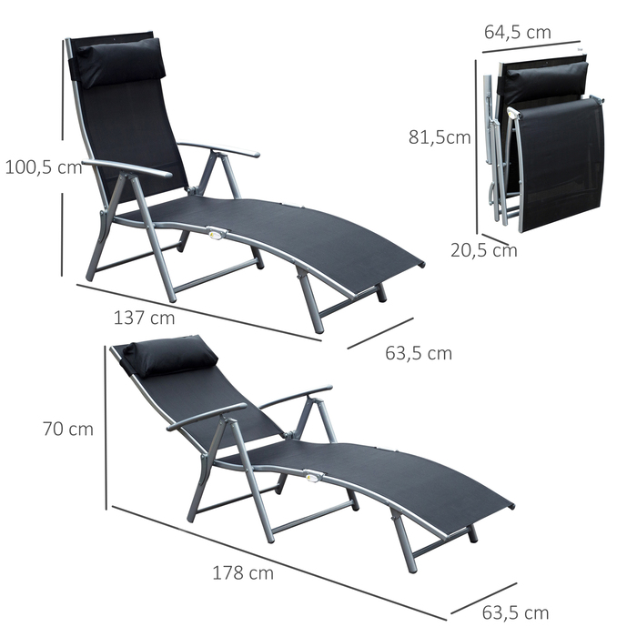 Розслабниця Outsunny розкладна для саду з подушкою 137x63,5x100,5 см, метал та тканина, чорна, для пляжу та тераси