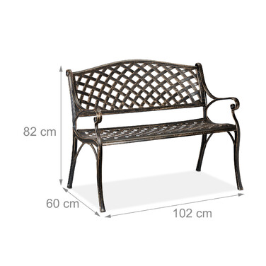 Relaxdays Metal Garden Bench in Black-Bronze