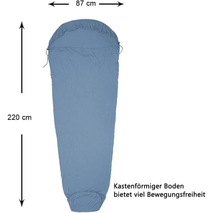 BROWINT Bamboo Travel Bed Sheets, Stretchy Jersey Sleeping Bag for Hotels, Inner Sleeping Bag for Travel and Camping, Rectangular with Pillow Pocket; Breathable, Mummy Sleeping Bag with Hood
