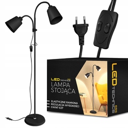 Підлогова LED-лампа LEDTechnics, чорна, 2x E27, 20 Вт, регульована, 170 см