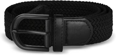 Жінський та чоловічий тканинний ремінь Flintronic, еластичний плетений ремінь, ширина 3.3 см, довжина 107 см (для обхвату талії 76-115 см), колір: чорний