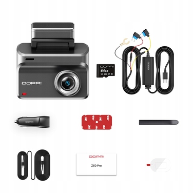 Автомобільний відеореєстратор DDPAI Z50 Pro 4K з GPS, карткою пам'яті 64ГБ та комплектом для постійного живлення (Hardwire Kit)