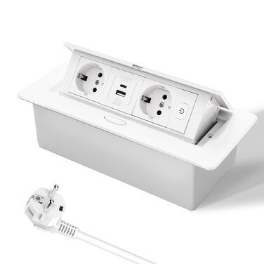Вбудована розетка PD20W USB-C з швидкою зарядкою для столу, біла (20W, Type-C)