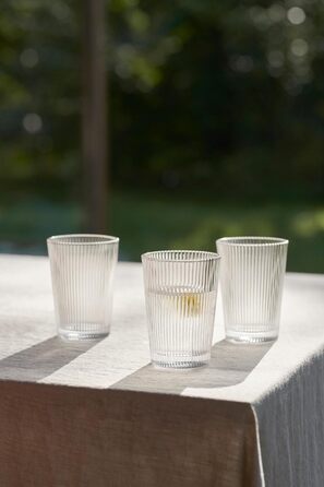 Stelton Pilastro Drinking Glasses - Ribbed Water Glasses Set - Dishwasher Safe, Stackable, for Hot & Cold Drinks - 240ml - Set of 6