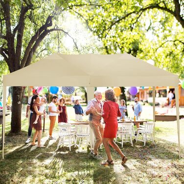 COBIZI Pavilion - Waterproof, Stable, Winter-Proof, Foldable, Pop-up Party Tent, Garden Pavilion for Beach Wedding, with 4 Side Panels, UV Protection 50+, Adjustable Height (Khaki, 3x4m)