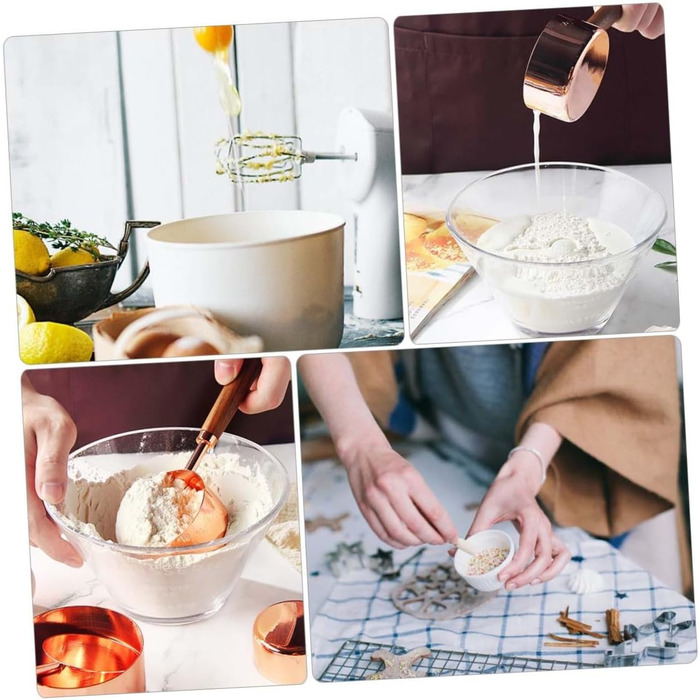 8-Piece Rose Gold Multifunctional Measuring Cup and Spoon Set with Handles - For Baking and Cooking