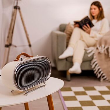 Обідній нагрівач Cecotec ReadyWarm 1500 Ceramic Retro: керамічний, 1500 Вт, регульований термостат, 2 режими, безпека, 15 м², бежевий