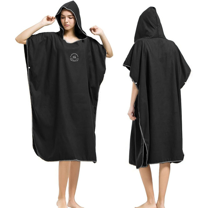 Hiturbo Microfiber Towel Poncho, Changing Aid for Beach & Surf, Poncho for Men and Women - Changing Robe, One Size Warm Hooded Cloak, Changing Aid for Surfing & Swimming