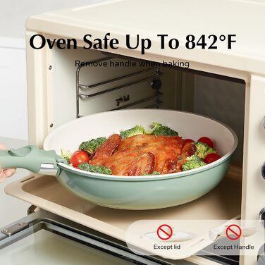 Набір посуду Redchef з 16 частин з керамічного покриття, антипригарний, для кухні, знімні ручки, без PFAS, PFOA та PTFE, для кемпінгу, можна використовувати в духовці, зелений