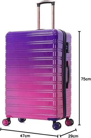 Набір валіз з полікарбонату | 3-кільний набір | Ручна валіза + Середня валіза + Велика валіза | Набір валіз | Турквіс (великий 75см, фіолетовий)