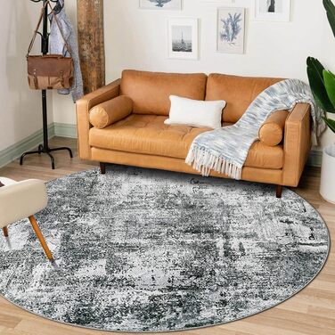 Килим для вітальні блакитного кольору, вінтажний, меланжевий, з ефектом вицвітання, короткий ворс, килими, миючий, неслизький, для спальні (160 см, сірий)