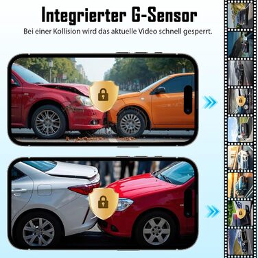 Автомобільний відеореєстратор 4K + 1080P з передньою та задньою камерами, 64GB SD карта, 5GHz WiFi, 1.97