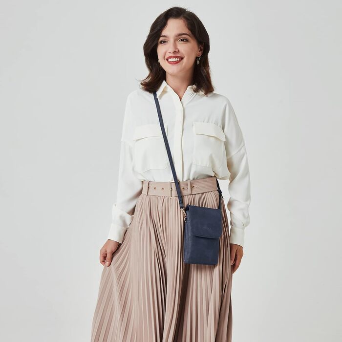 Сумка-клатч BOSTANTEN для телефону через плече, сіра (A-08-blau) з PU шкіри для жінок, гаманець-органайзер