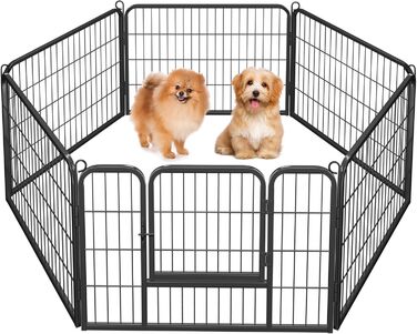 Вольєр для собак Yaheetech з 8 секцій, 80x80 см - вольєр для цуценят, переносний загон для тварин, з дверцятами для дому та саду