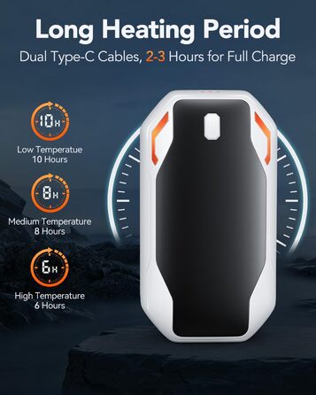 Електричні грілки для рук PHEJIE, 2 шт. - 3 режими нагріву, портативні, для активного відпочинку, кемпінгу, гольфу, подарунок для жінок та чоловіків (чорний/білий)