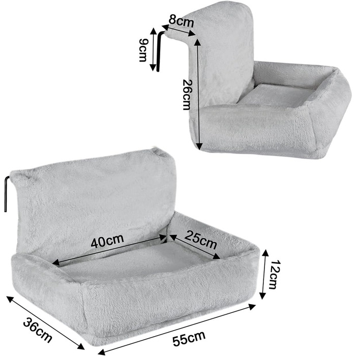 Котяча лежанка Lionto з плюшевим покриттям, тепле котяче ліжко для підвішування на батареї, сіра, зручна, для підвішування